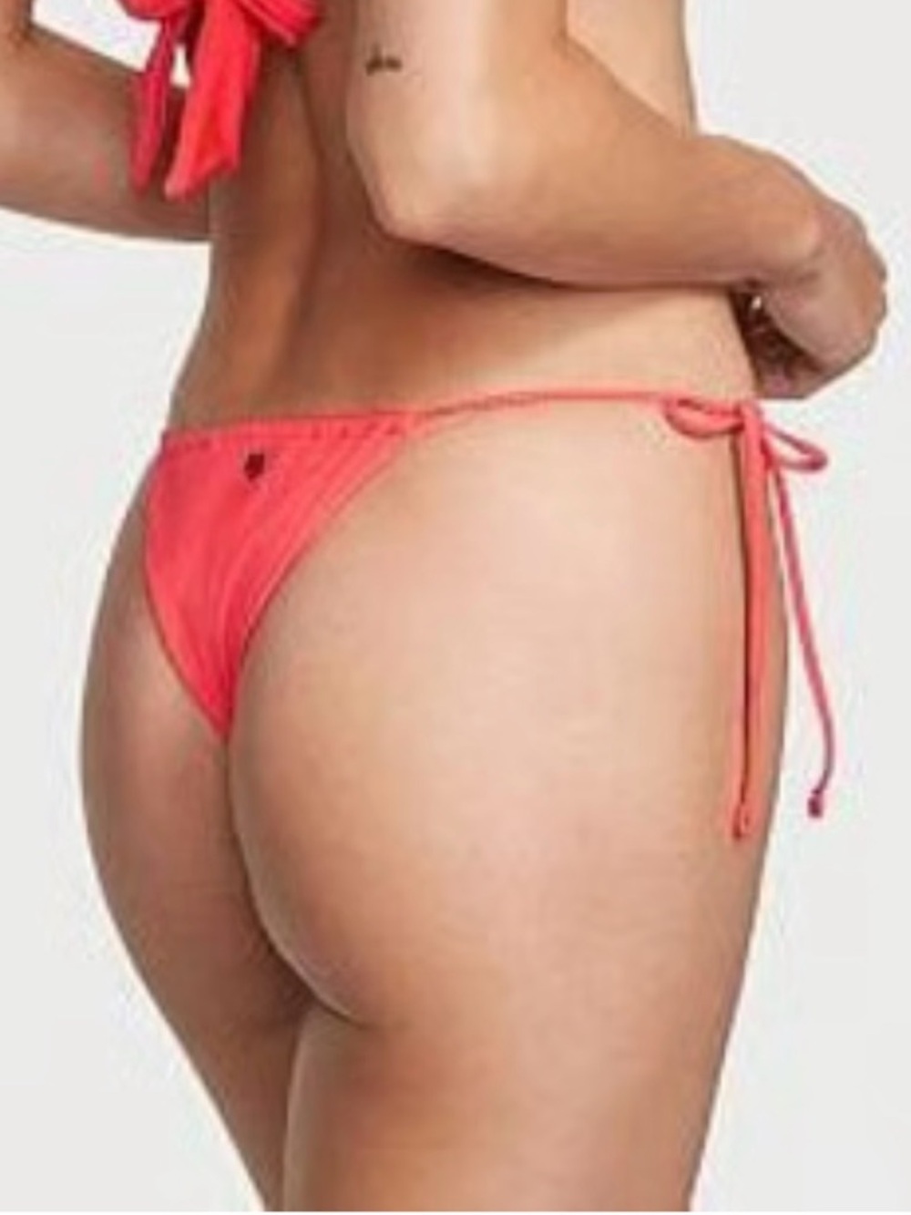 Victoria's Secret NWT Coral Side-Tie Thong Bikini Swim Bottom - Coral Medium